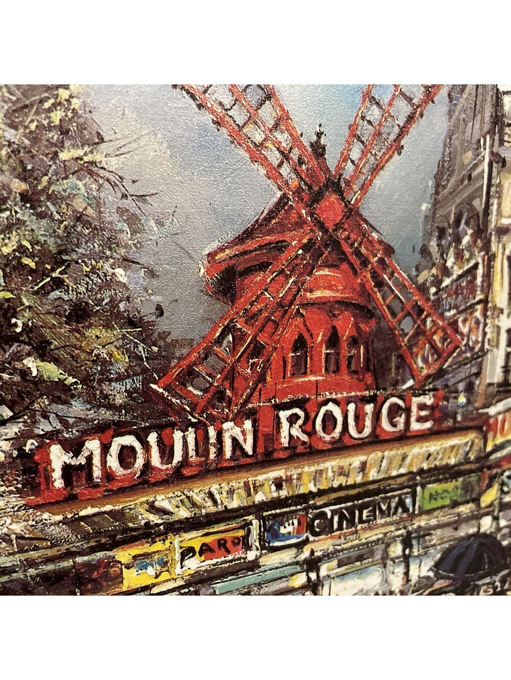 Louis Moulin Rouge Paris French Cafe Street Scene Art Print Landscape 1980 - Picture 4 of 6